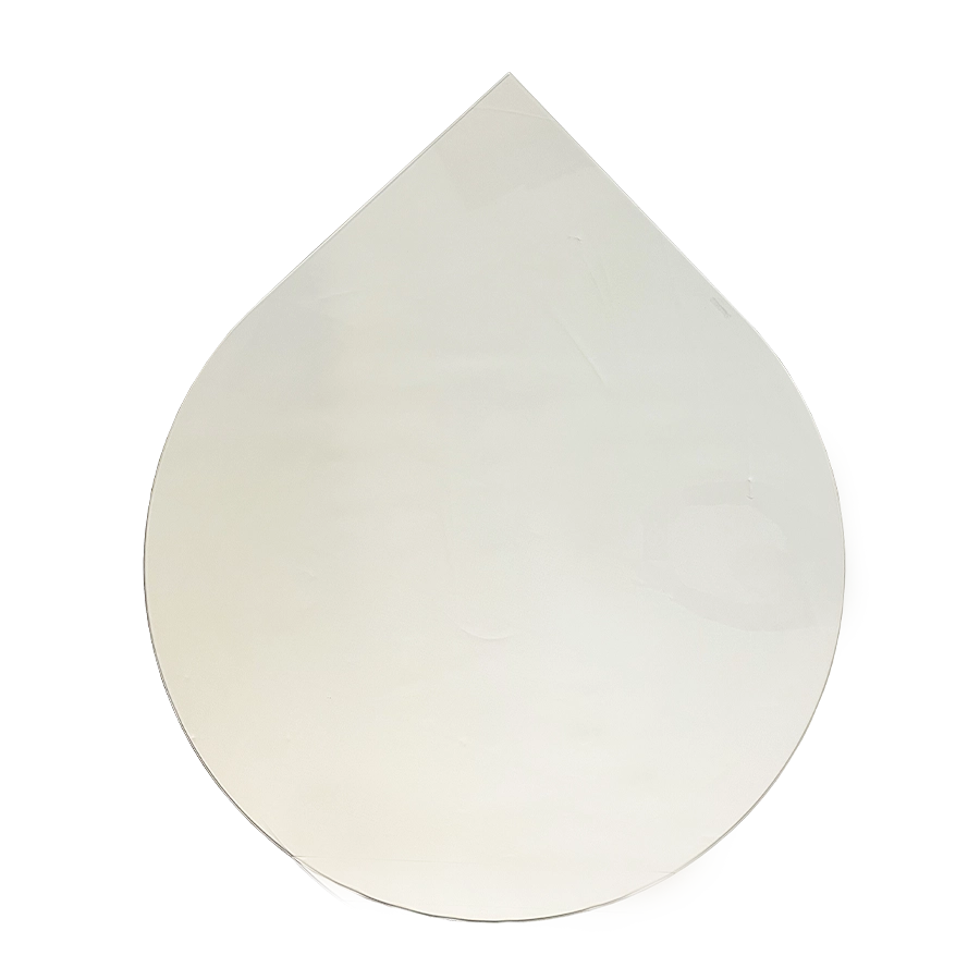 Morsø golvplatta i glas - droppformad med logotyp 110x130 cm