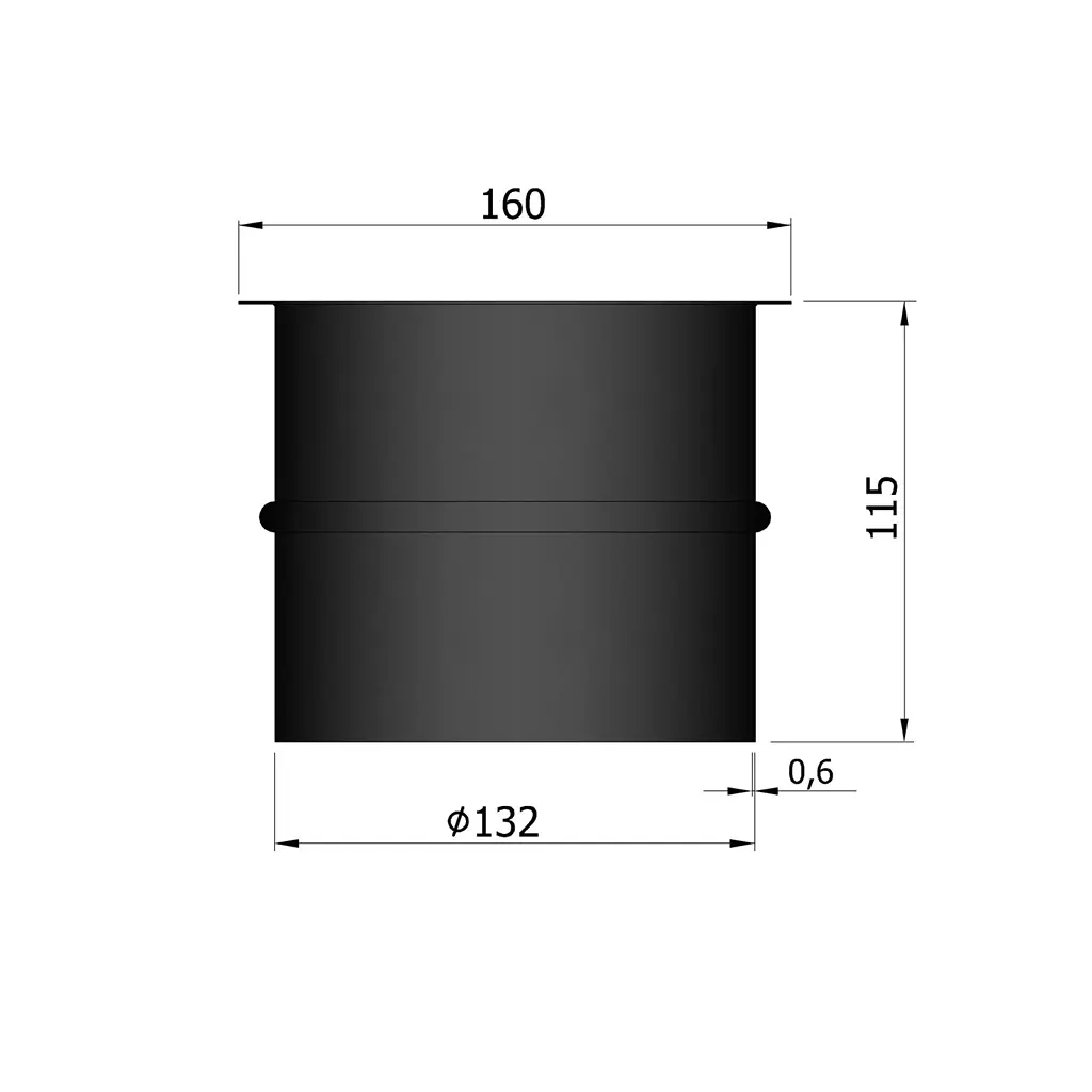 Murbøsning enkelt, L:115mm, indv. Ø132mm, bred kant