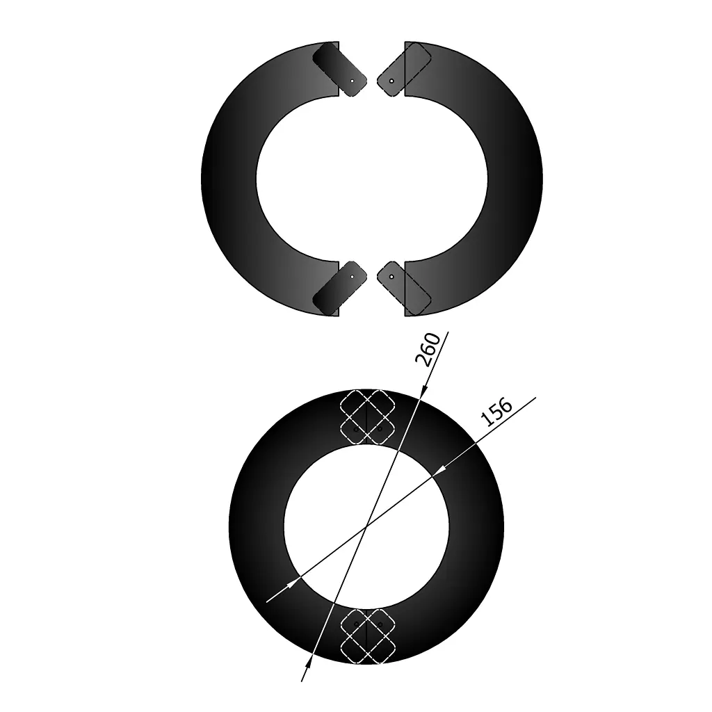 Rosett 2-delad Ø155 52mm kant - svart