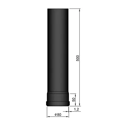 Lige Røgrør Ø80 mm, forskellige længder