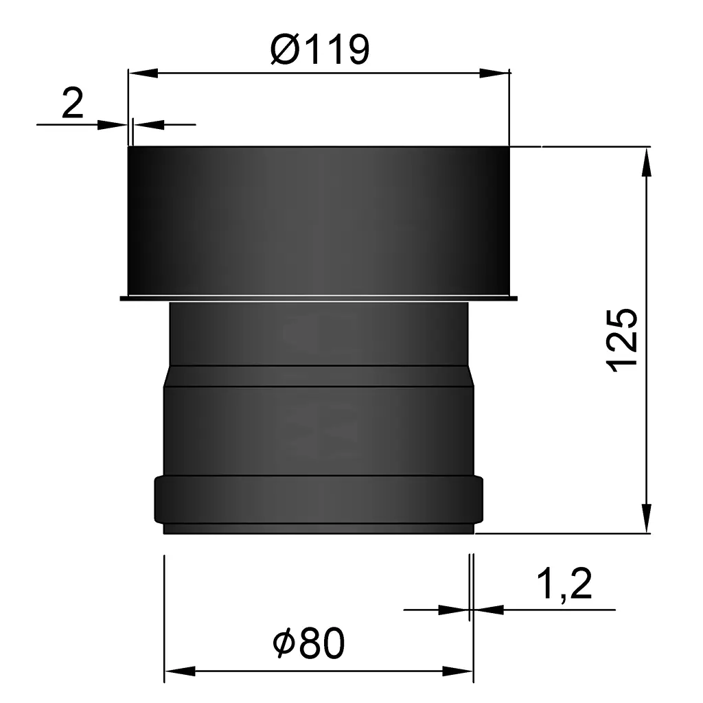 TermaTech Koppling 80/120 utvändig Ø80/119mm.