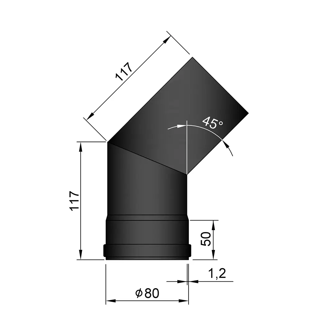 Böj 45° Ø80 mm