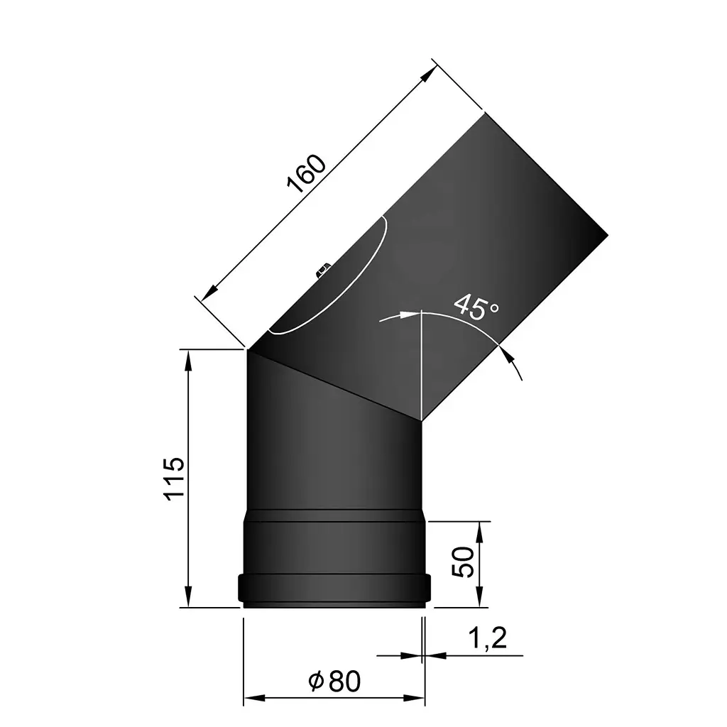 TermaTech, Böj 45° v. dörr 115x160mm