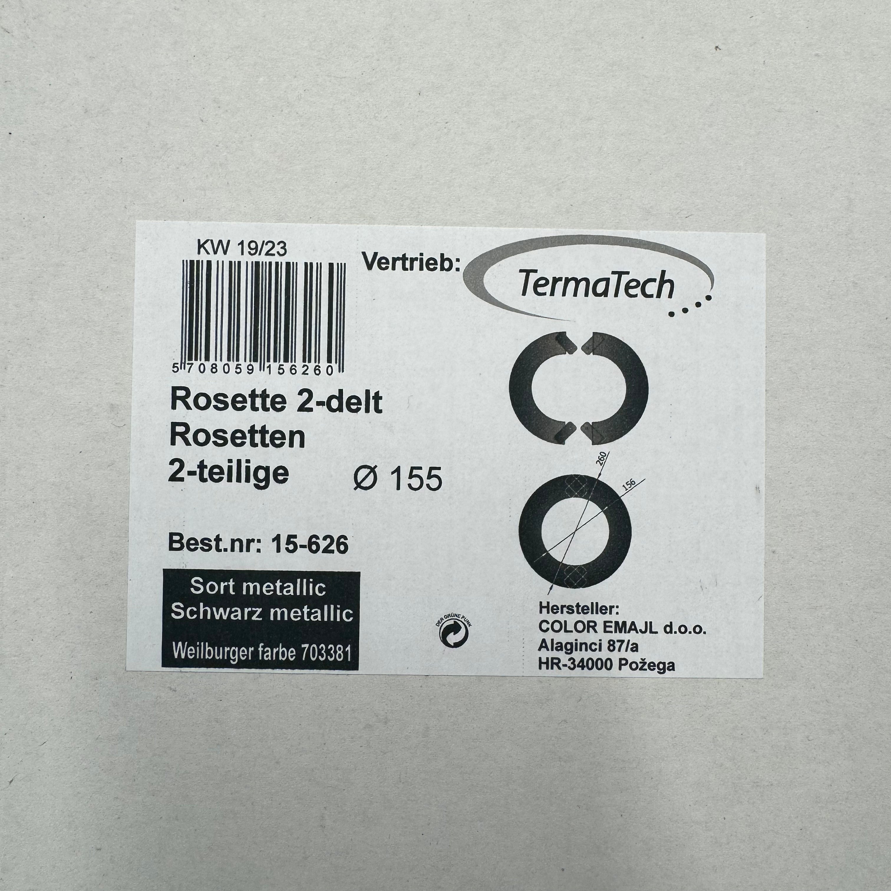 Rosett 2-delad Ø155 52mm kant