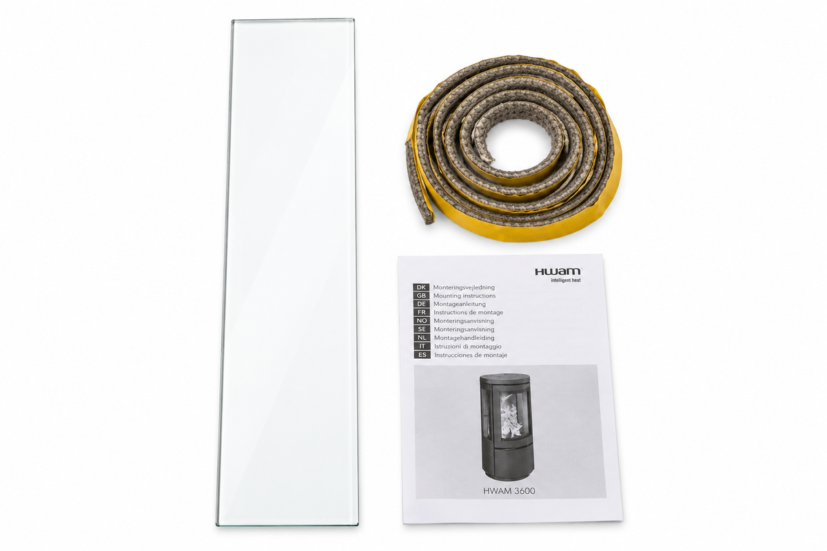 Originalt sideglas inkl. pakning til HWAM 3600