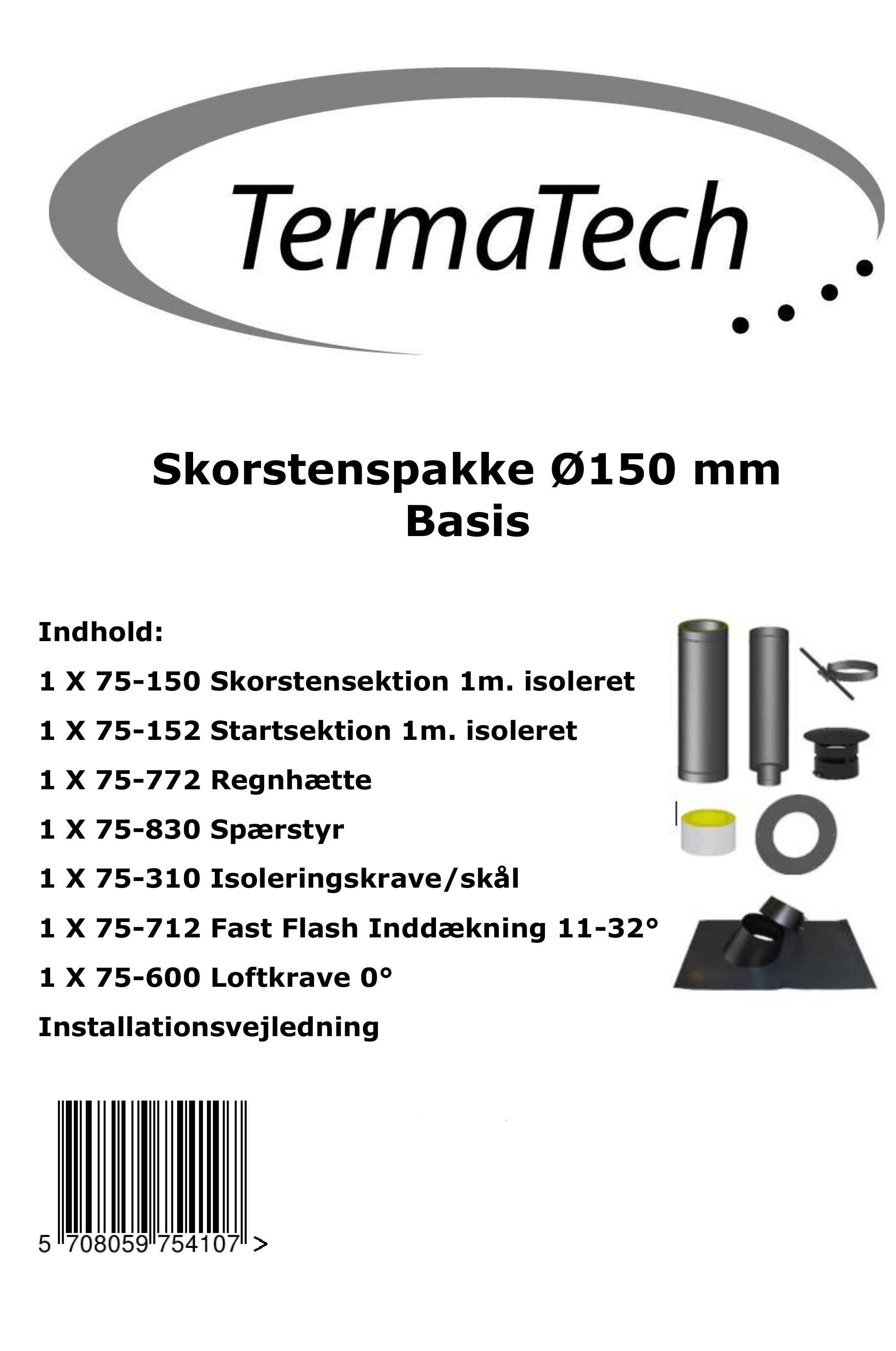 TermaTech Skorstenspakke Ø150 mm, Basis