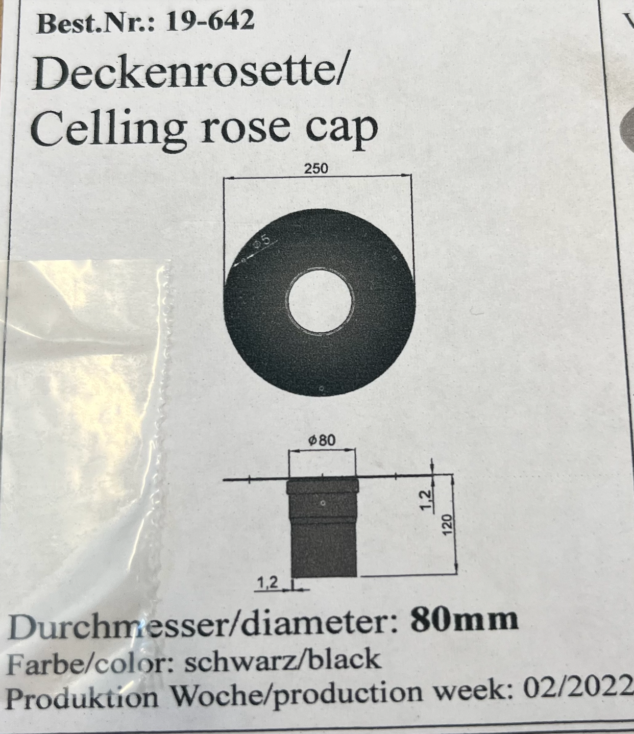 Rosette m. Bøsning Unico, Ø85mm Kant