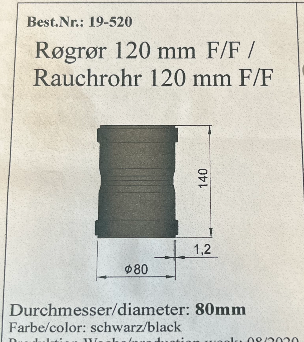 Samlemuffe hun/hun Ø80 mm