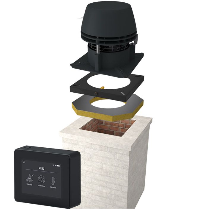Exodraft Skorstensutsugspaket RS009 för tegelskorsten