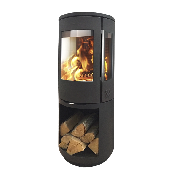 Morsø 7493 vedeldad kamin med högt vedmagasin