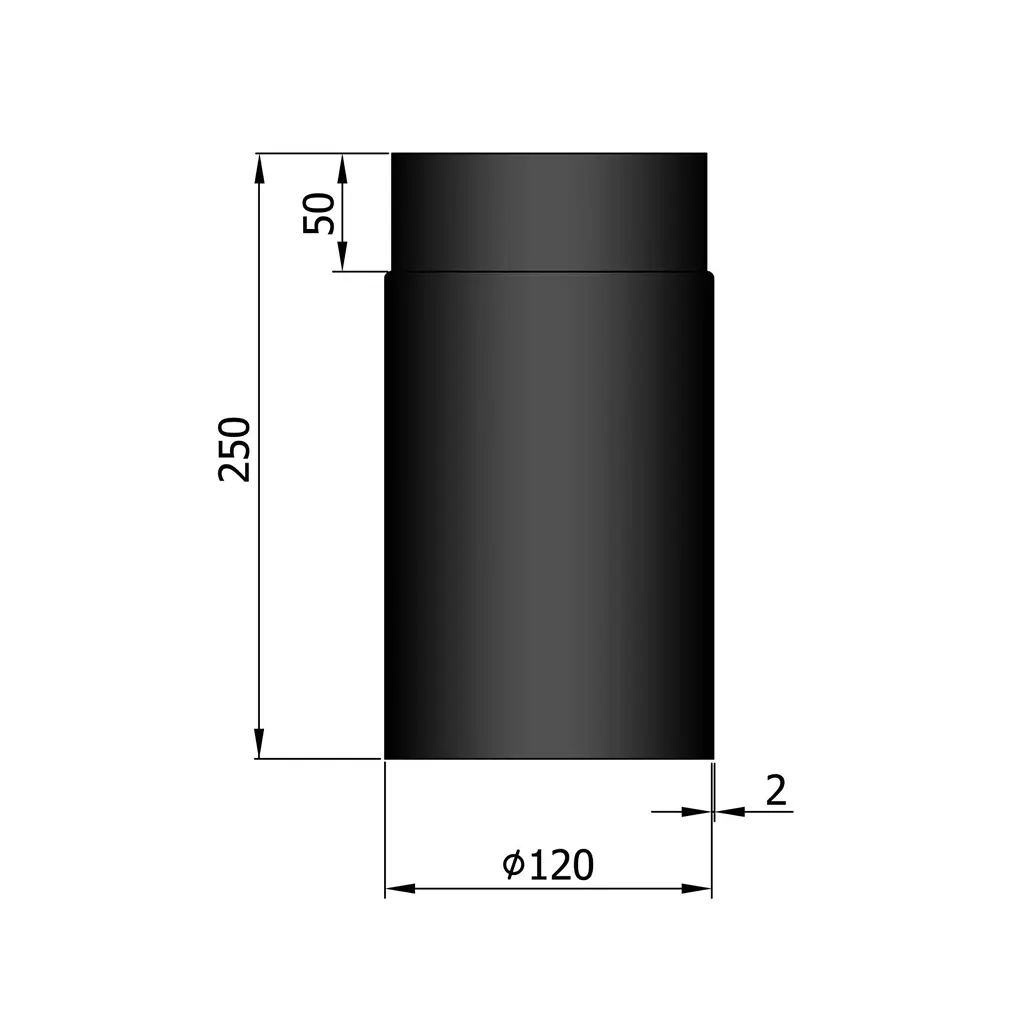 Rökrör rakt Ø120 mm, olika längder