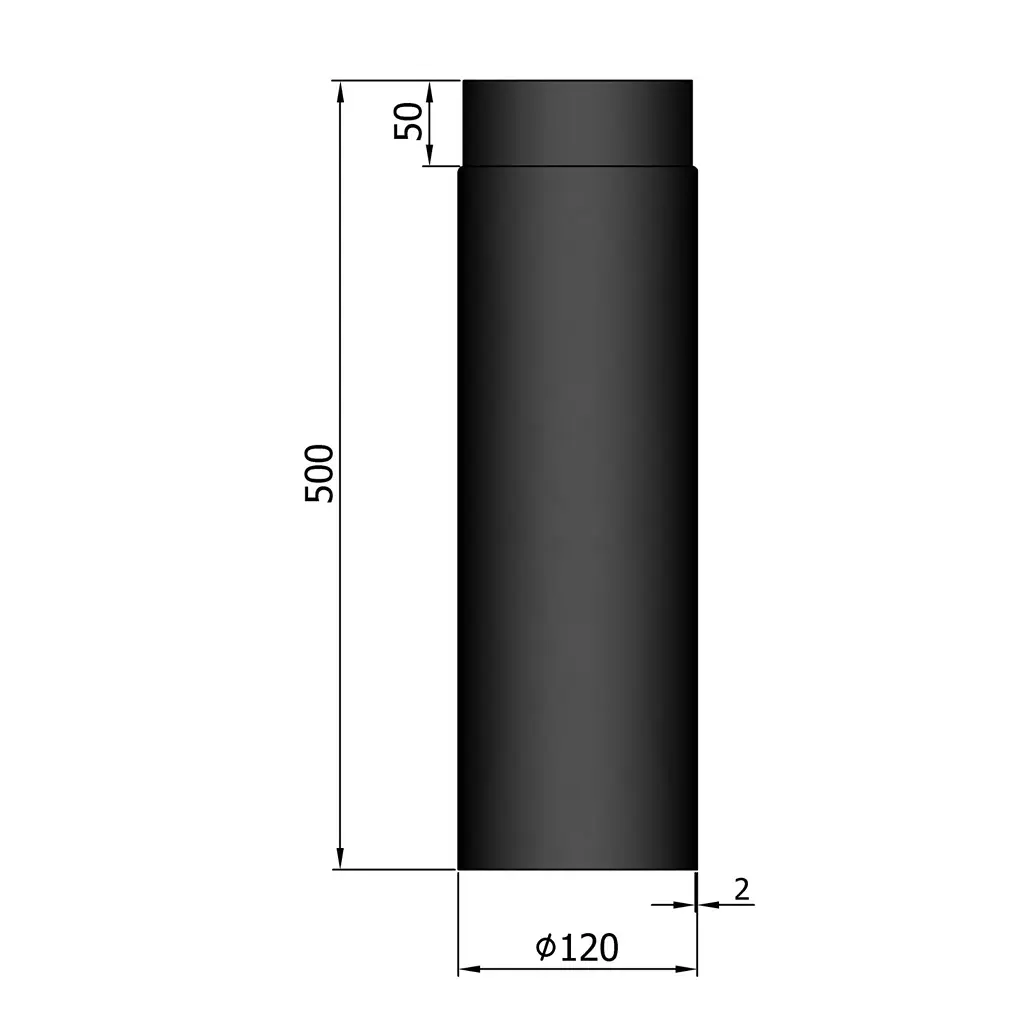 Rökrör rakt Ø120 mm, olika längder