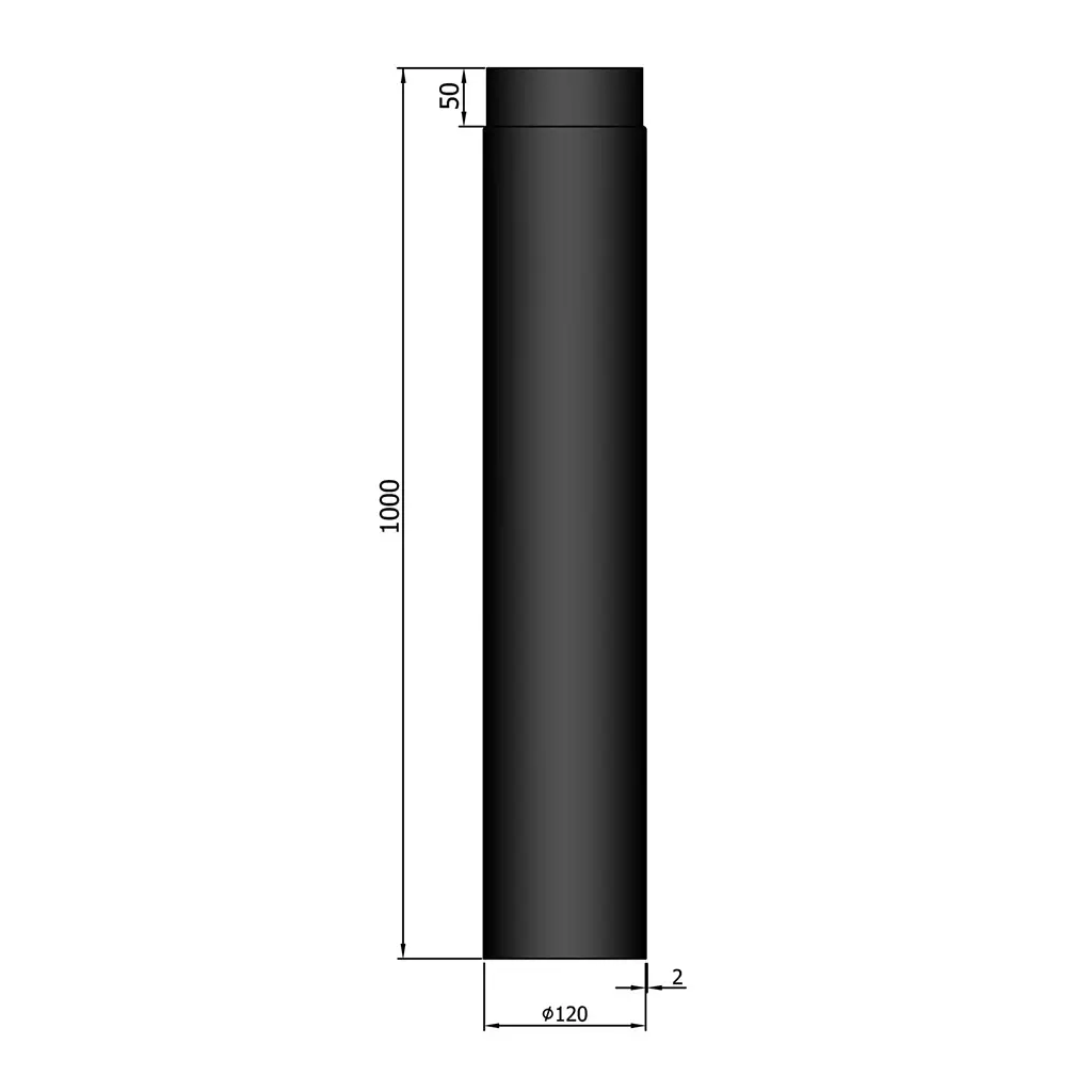 Rökrör rakt Ø120 mm, olika längder