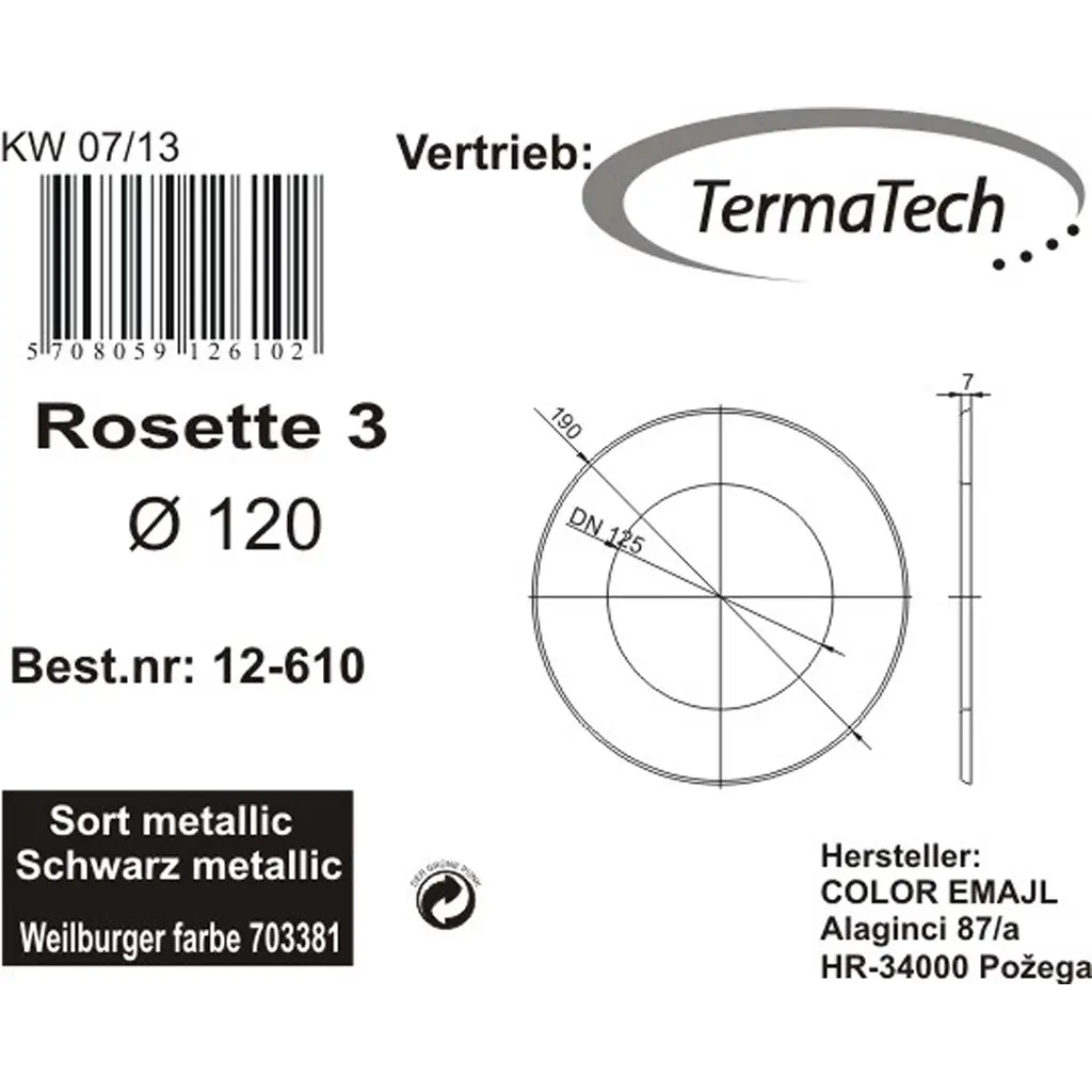 Rosett Ø120 mm, 32 mm kant