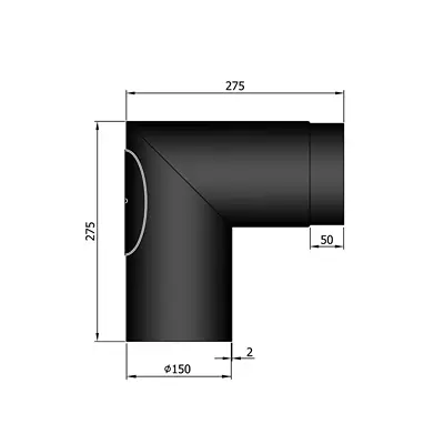 Böj med renslucka/dörr Böjrör 90° Ø150mm