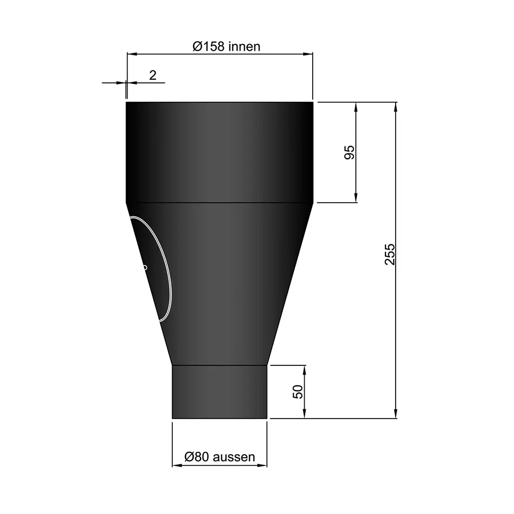 Kobling/Reduktion med dør Ø80/150