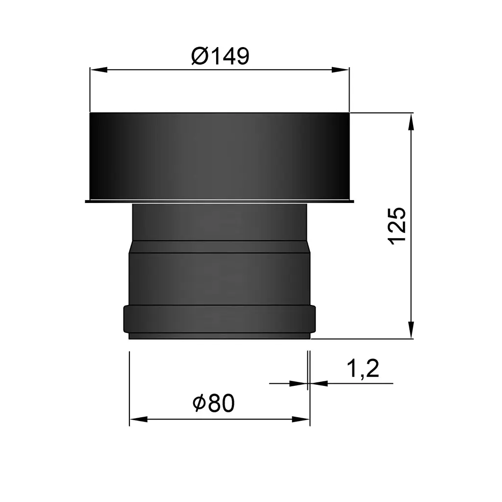 TermaTech, Koppling 80/150 utvändig Ø80/149mm för Ø150 dubbelväggdos