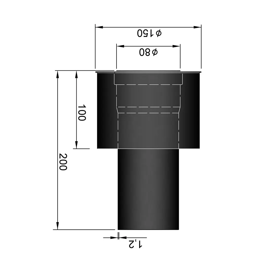 TermaTech, Koppling 150/80 utvändig Ø150/80mm för befintlig Ø150 vägguttag (ej för DE