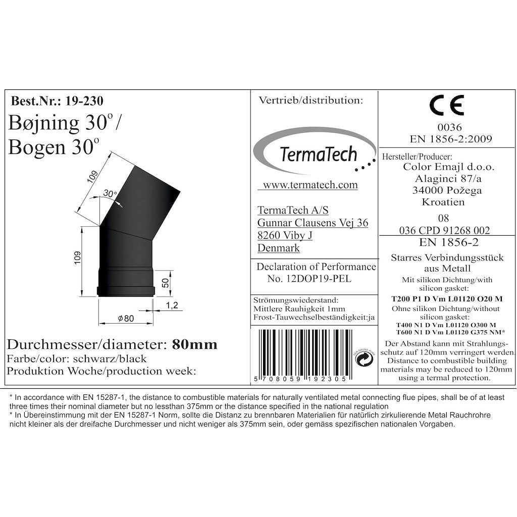 TermaTech, Böjning 30° 109x109mm