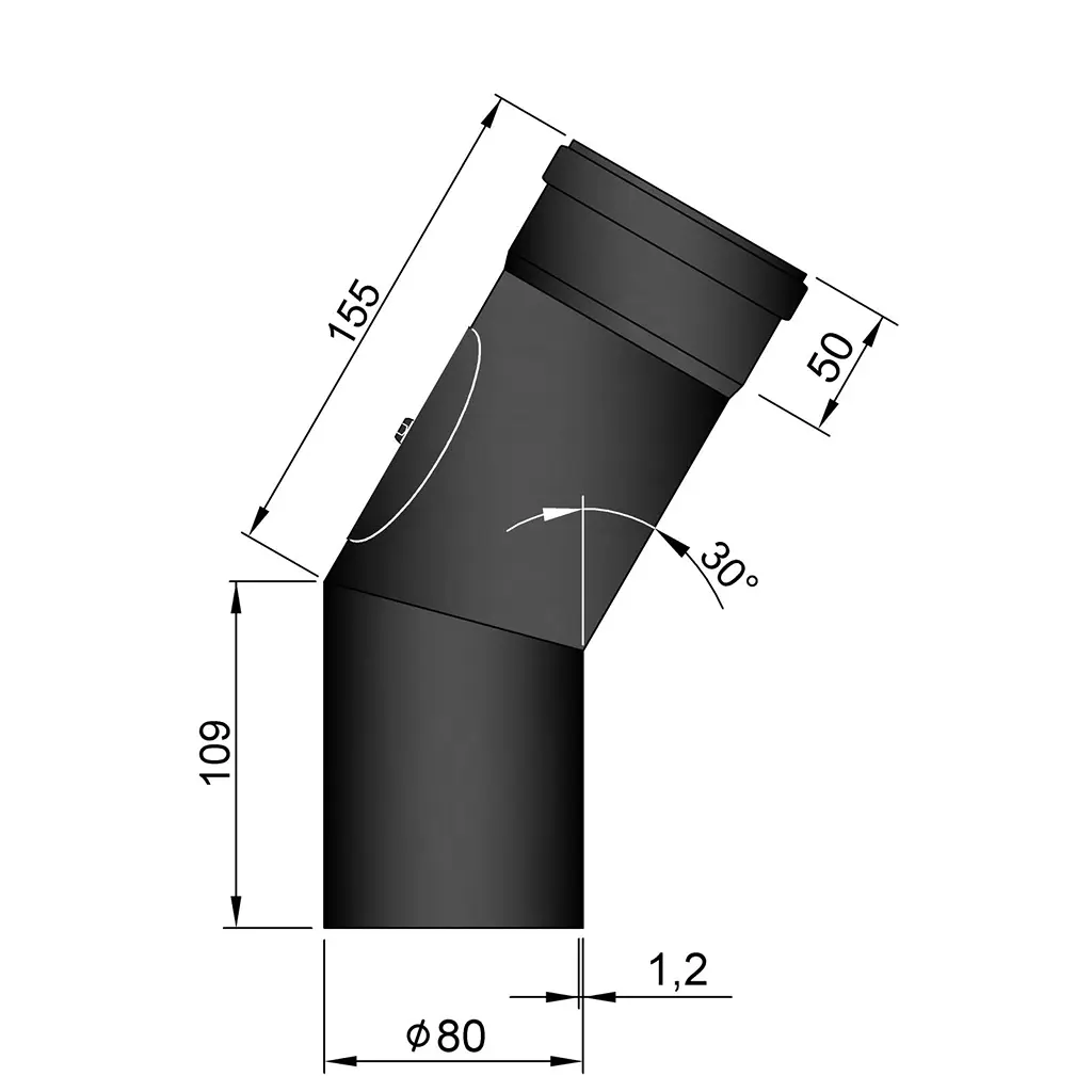 Böj 30° Ø80mm med dörr