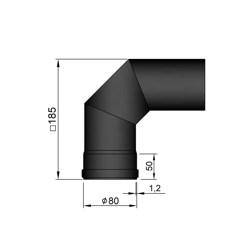 TermaTech, Böj 2x45° 185x185mm