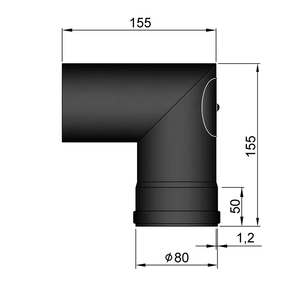 Böj 90° Ø80mm med dörr