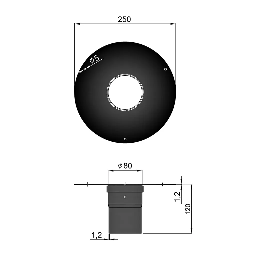 Rosett med bussning Unico, Ø85mm kant