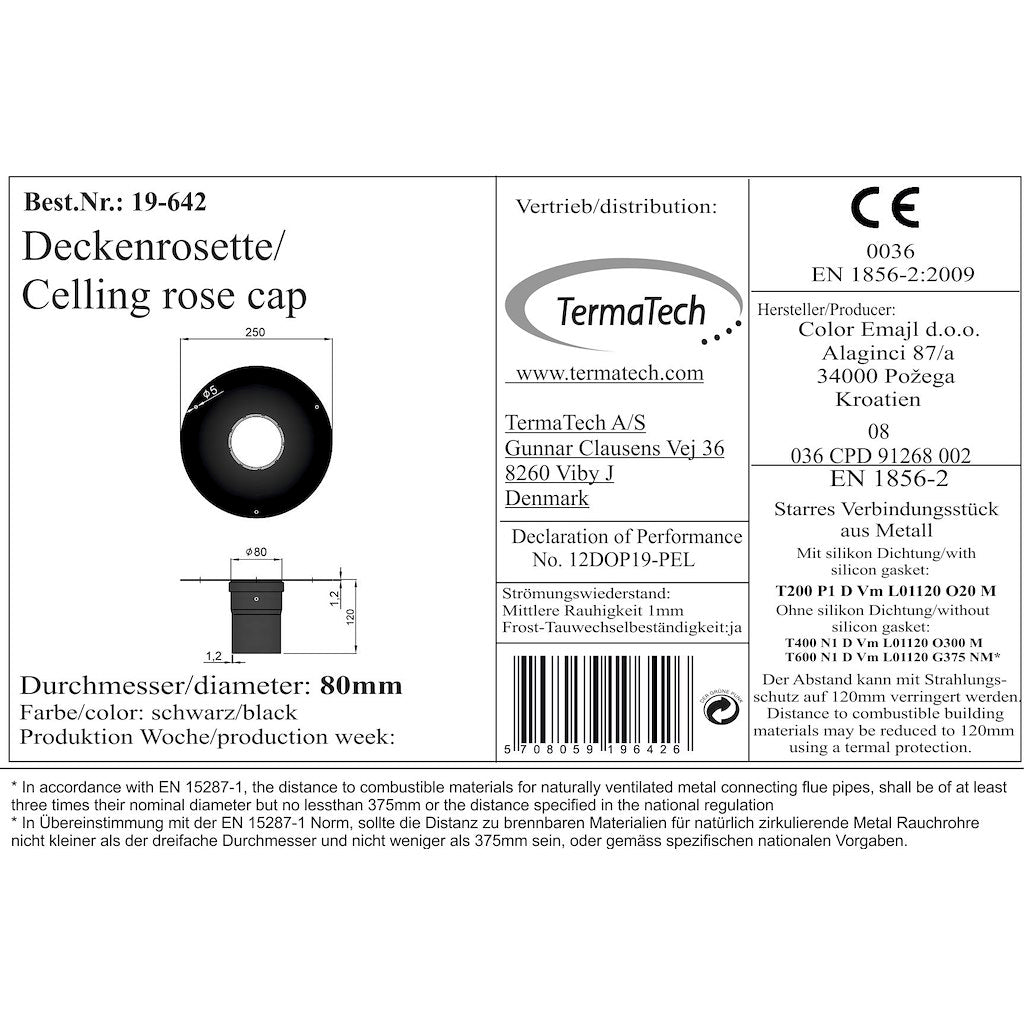 Rosett med bussning Unico, Ø85mm kant