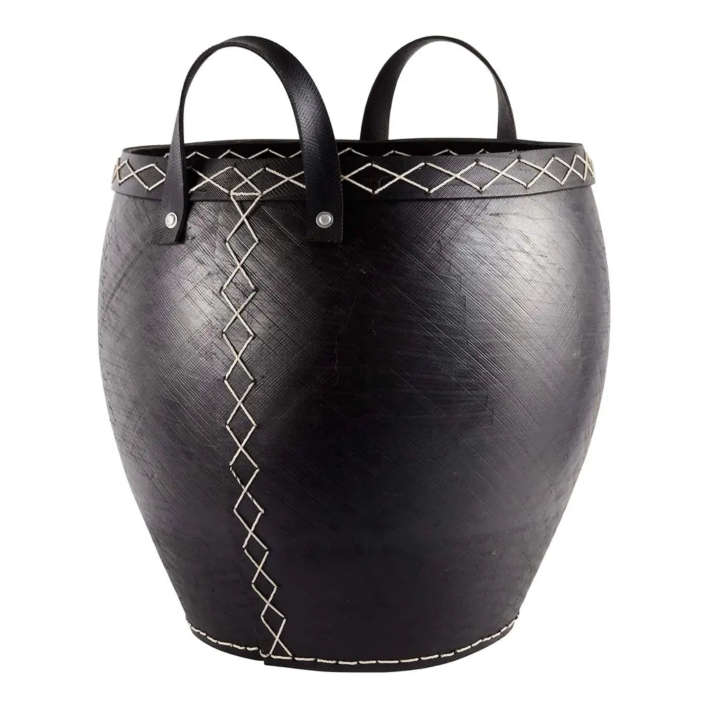 Svart vedkorg i återvunna däck från TermaTech