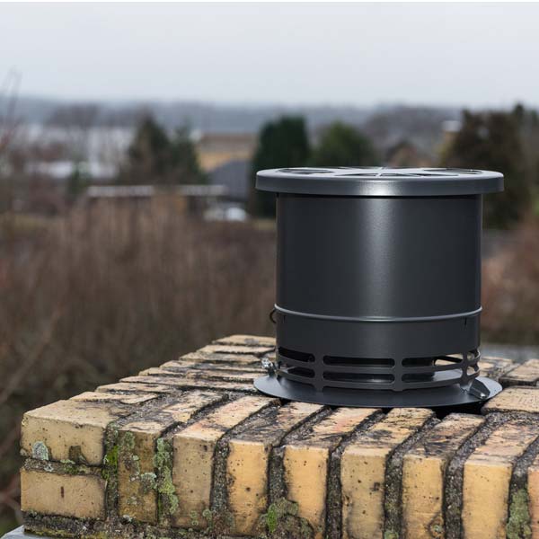 Røgsuger til brændeovn og pejseindsats - BlueChimney m. fjernbetjening