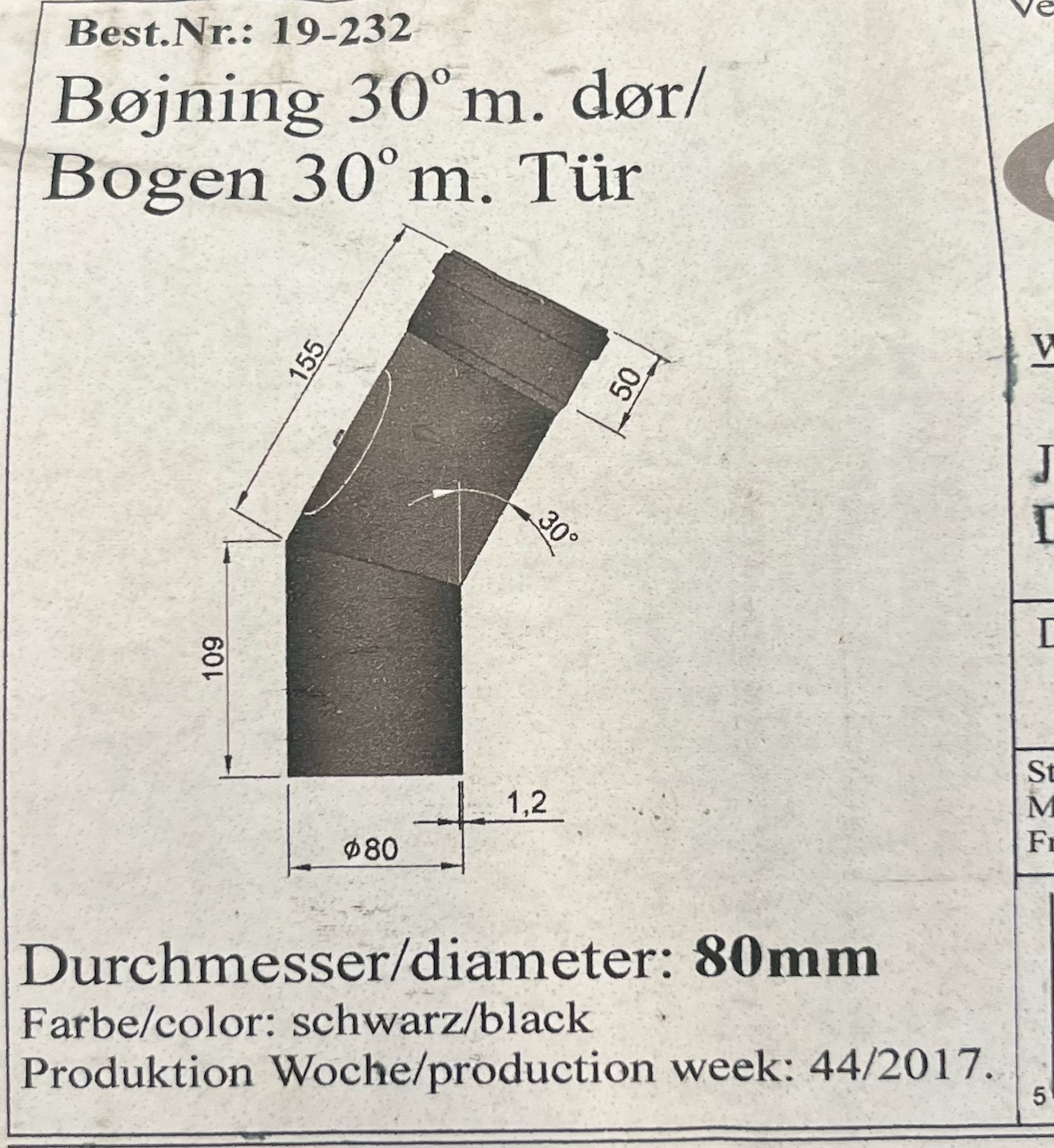 En bøjning 30 grader med Ø80mm 