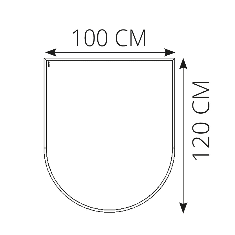 Morsø golvplatta i glas - halvcirkel med logotyp 100x120 cm